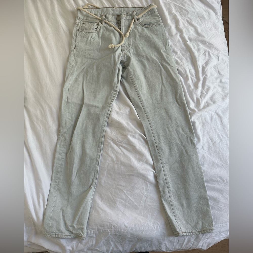 Zara Light Wash Mens Jeans Size 28 with Rope Belt